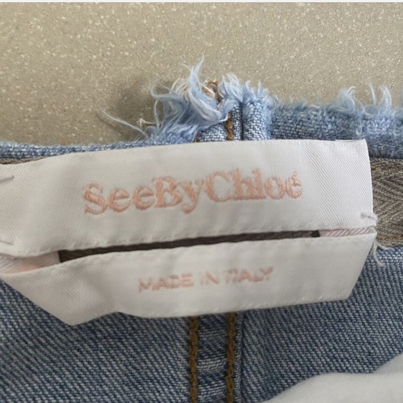 See By Chloe Denim A-Line Pleated Boho Western Jean Skirt - Picture 8 of 9